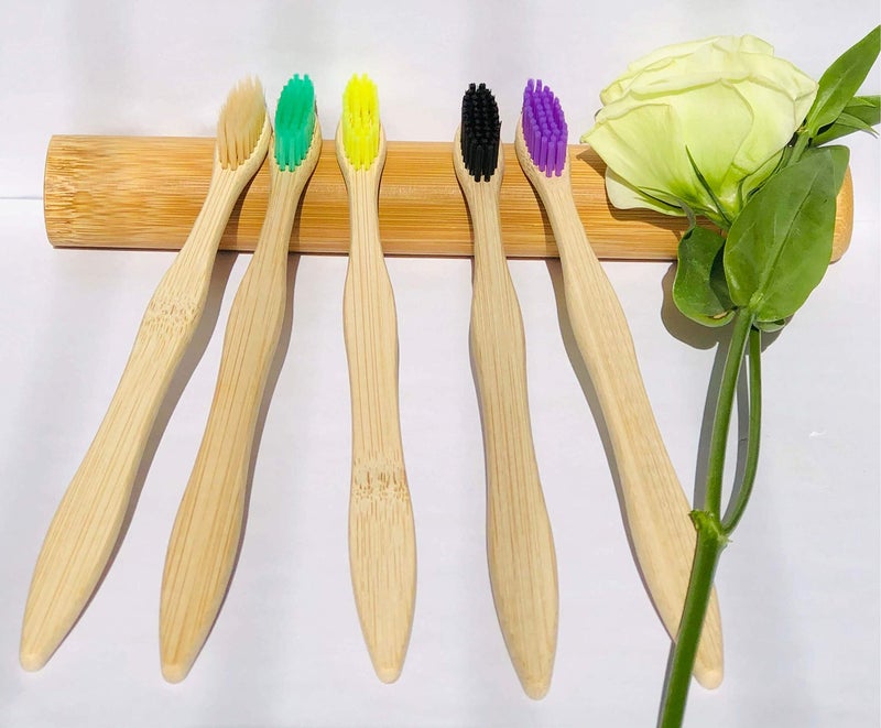 Goaycer Eco Friendly Bamboo Toothbrush, 10Pack Medium Firm Bristles Biodegradable Bulk Wooden Toothbrushes - Image 5